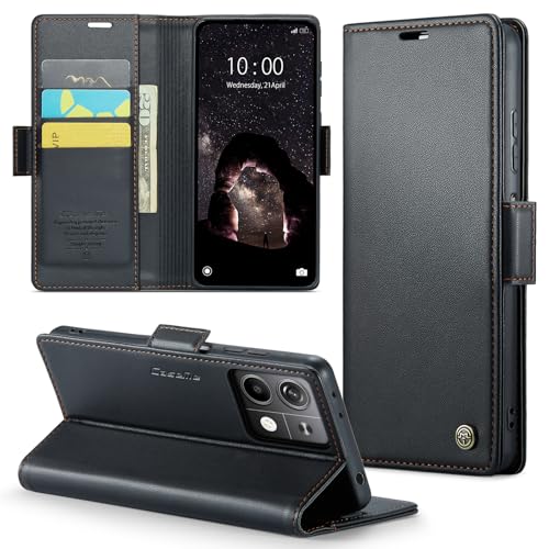 Phernykas Handyhülle für Xiaomi Redmi Note 13 5G hülle Leder, Klapphülle mit Standfunktion und Kartenfächern Cover Xiaomi Redmi Note 13 5G 360 Grad hülle Stoßfeste Flip Case (Schwarz) von Phernykas