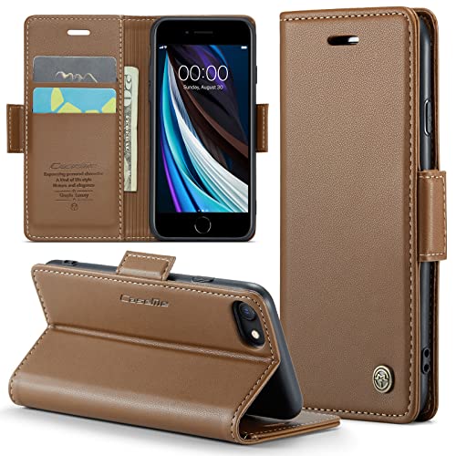 Phernykas Handyhülle für iPhone SE 2020/2022 & iPhone 8/7/6 hülle Leder, Klapphülle mit Standfunktion und Kartenfächern Cover iPhone SE 2020/2022 360 Grad hülle Stoßfeste Flip Case (Braun) von Phernykas