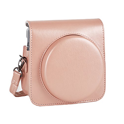 Phetium Schutztasche Kompatibel mit Instax SQ 6 Ex D Sofortbildkamera, Kameratasche mit Weichem PU Leder Material und Schulterriemen (Blush Gold) von Phetium