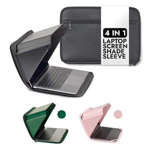 Philbert Design 14” MacBook - Screen Shade Sleeve mit integrierter Hood 4-in-1 : Sonnenschutz, Datenschutz, Hitzeschutz und Kontrastverstärkung. Laptophülle mit Tasche. Vegan Patent D790551 - Schwarz von Philbert Danish Design