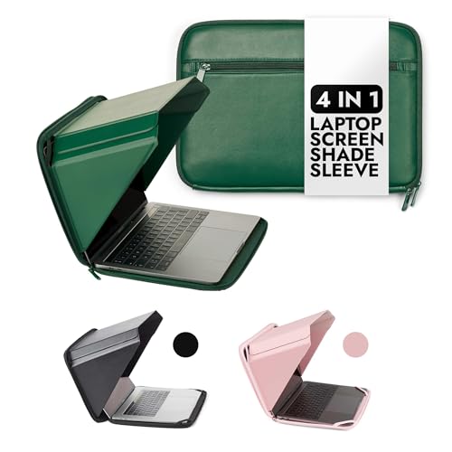 Philbert Design 15”/16” MacBook - Screen Shade Sleeve mit integrierter Hood 4-in-1: Sonnenschutz, Datenschutz, Hitzeschutz und Kontrastverstärkung. Laptophülle mit Tasche. Vegan Patent D790551 - Grün von Philbert Danish Design