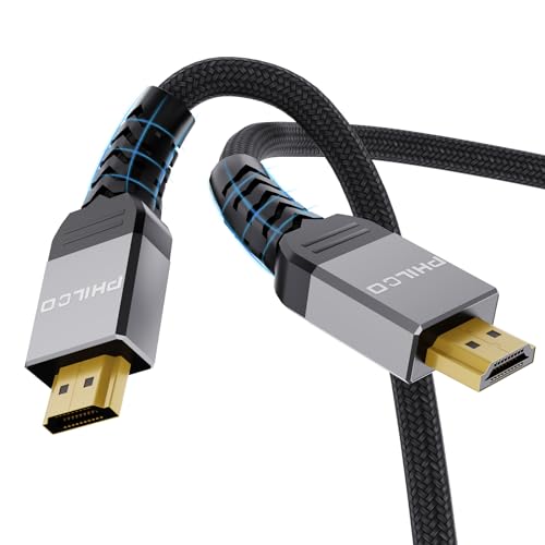 Basics 8K HDMI Kabel HDMI 2.0 Kabel mit Ethernet (1,8 m) - 48 Gbit/s, 8K@60Hz, HDR, Dolby Vision, ARC, 3D, 4K, kompatibel mit den neuesten Spielekonsolen, Apple TV, PS5, Xbox Series X von Philco