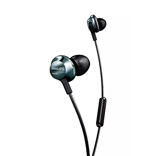Philips Audio In Ear Kopfh?rer PRO6305BK/00 Kopfh?rer In Ear (Hi Res-Audio, Integriertes Mikrofon, Ger?uschunterdrckung, 3 Ohrkappentypen, Ergonomisches Design) Schwarz/Silber, One Size von Philips Audio
