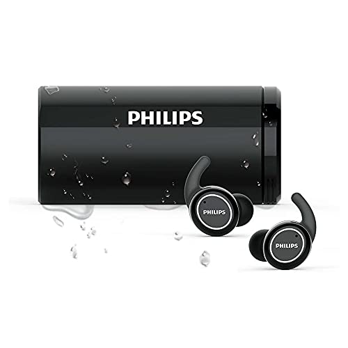 PHILIPS Audio In Ear Sportkopfhörer TAST702BK/00 Ear Pods (Bluetooth, 18 Stunden Akkulaufzeit, Ladegerät mit UV-Reinigung, Wasserdicht IPX5, Schweißfest) Schwarz, One Size von PHILIPS