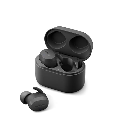 Philips Bluetooth Kopfhörer, Kabellose In-Ear-Kopfhörer für Erwachsene, Touch Control, Wasserdicht, Drahtlose Verbindung, 24 Stunden Spielzeit mit Ladebox, integriertes Mikrofon, Schwarz von Philips Audio