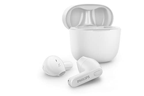 Philips Bluetooth Kopfhörer Bluetooth Ohhörer, Schweißbeständig, 18 Stunden Spielzeit, integriertes Mikrofon, Schmale Ladebox, TAT2236WT/00, Weiß von Philips Audio