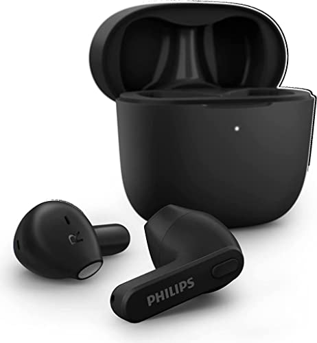 Philips Bluetooth Kopfhörer Bluetooth Ohrhörer, Schweißbeständig, 18 Stunden Spielzeit, integriertes Mikrofon, Schmale Ladebox, TAT2236BK/00, Schwarz von Philips Audio