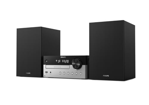 Philips M4205/12 Micro HiFi System Kompaktanlage mit Bluetooth | Mini-Stereoanlage | 60 W RMS | CD, MP3-CD, USB, FM | Bass-Reflex-Lautsprecher | USB-Anschluss zum Aufladen von Philips Audio