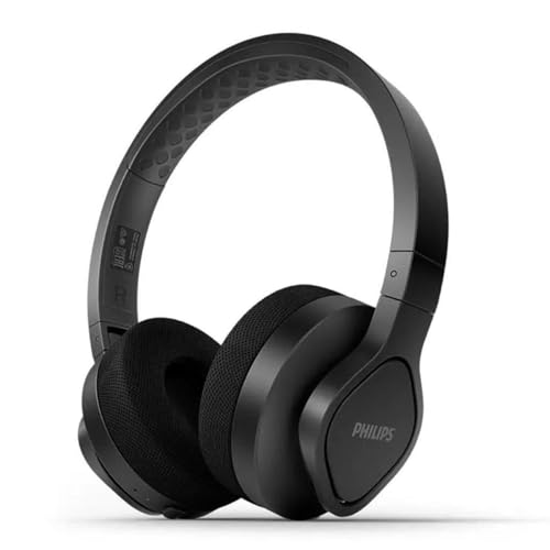 Philips TAA4216BK Kabellose On-Ear-Bluetooth-Sport-Kopfhörer | Leicht und Robust | Waschbare Ohrmuschelpolster | IP55-Schutz vor Staub und Wasser | Bis zu 35 Stunden Spielzeit | Schwarz von Philips Audio