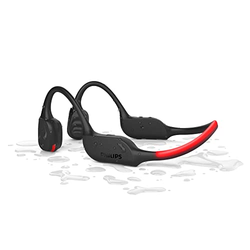 Philips TAA7607BK/00 Kabelloser Open-Ear-Sportkopfhörer, Spritzwasser- und Schweißschutz gemäß IP66 und bis zu 9 Stunden Wiedergabezeit, LED-Sicherheitsleuchten, Schwarz von Philips Audio