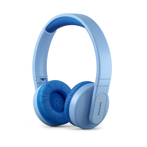 Philips TAK4206BL/00 Over Ear Bluetooth Kinder Kopfhörer Kabellos, Farbige LED-Leuchten, App mit Kindersicherung und 85dB Lautstärkebegrenzung, mit weichen Ohrpolstern, Blau, Einheitsgröße von Philips Audio