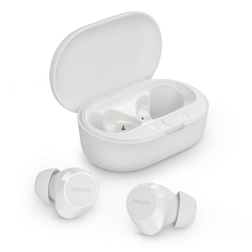 Philips TAT1209WT Drahtlos-Bluetooth-Ohrhörer – kleine Ohrhörer, Tolles Preis-Leistungs-Verhältnis, Natürlicher Klang mit Dynamischer Bass, klare Anrufe und Ladeetui im Taschenformat - Weiß von Philips Audio