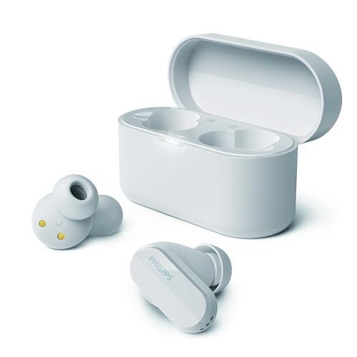 Philips TAT3508WT True Wireless Bluetooth Noise Cancelling In-Ear Headphones with Mic | Natural Sounding Silicone Earbuds | Up to 21 Hours Play Time | IPX4 Water Resistant | White von Philips Audio