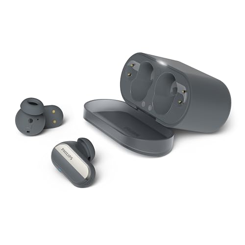 Philips TAT6908BK True Wireless Kopfhörer | In-Ear-Bluetooth-Ohrhörer | IPX4 Spritzwasserschutz | 28 Stunden Wiedergabe mit Ladetasche | 4 Silikon-Ohrstöpselgrößen | Mikrofon | USB-C-Kabel | Schwarz von Philips Audio