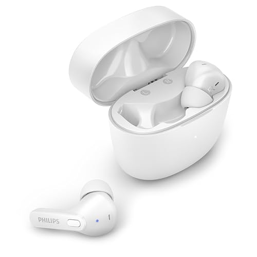 Philips Truewireless Kopfhörer Bluetooth mit Mikrofon/Schweißbeständig, Im Ohr, 18 Stunden Spielzeit, Klassisches Design, Bequemer Sitz/Kabellose Kopfhörer/ TAT2206WT/00, Weiß von Philips Audio