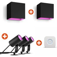 Bundle Philips Hue White & Color Ambiance Lily Spot Outdoor schwarz 3er Pack + 2 x Resonate Wandleuchte + Bridge V2 Bundle Philips Hue White & Color Ambiance Lily Spot Outdoor schwarz 3er Pack + 2 x Resonate Wandleuchte + Bridge V2 von Philips Hue