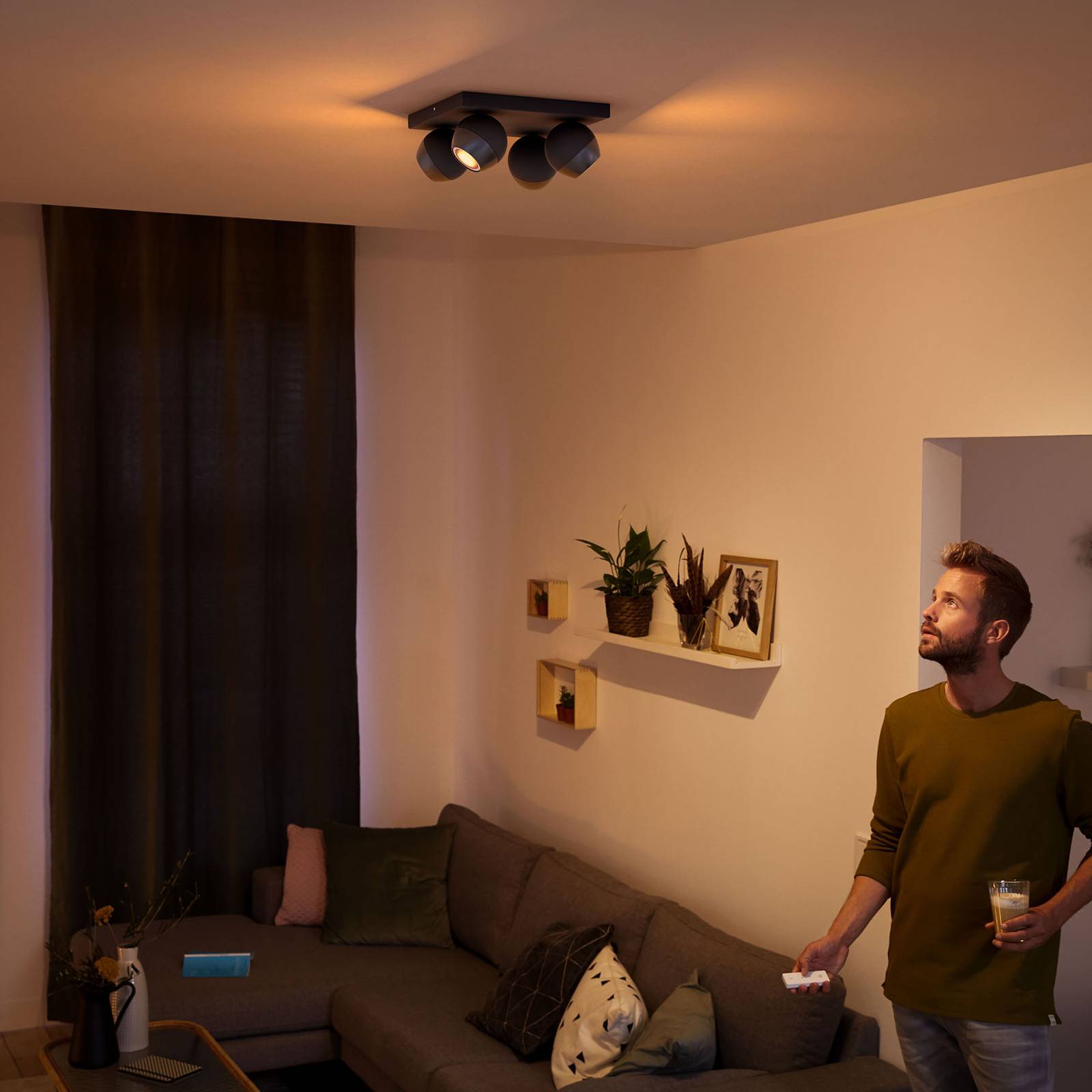 Philips Hue Buckram 4-flammig Dimmschalter schwarz von Philips Hue