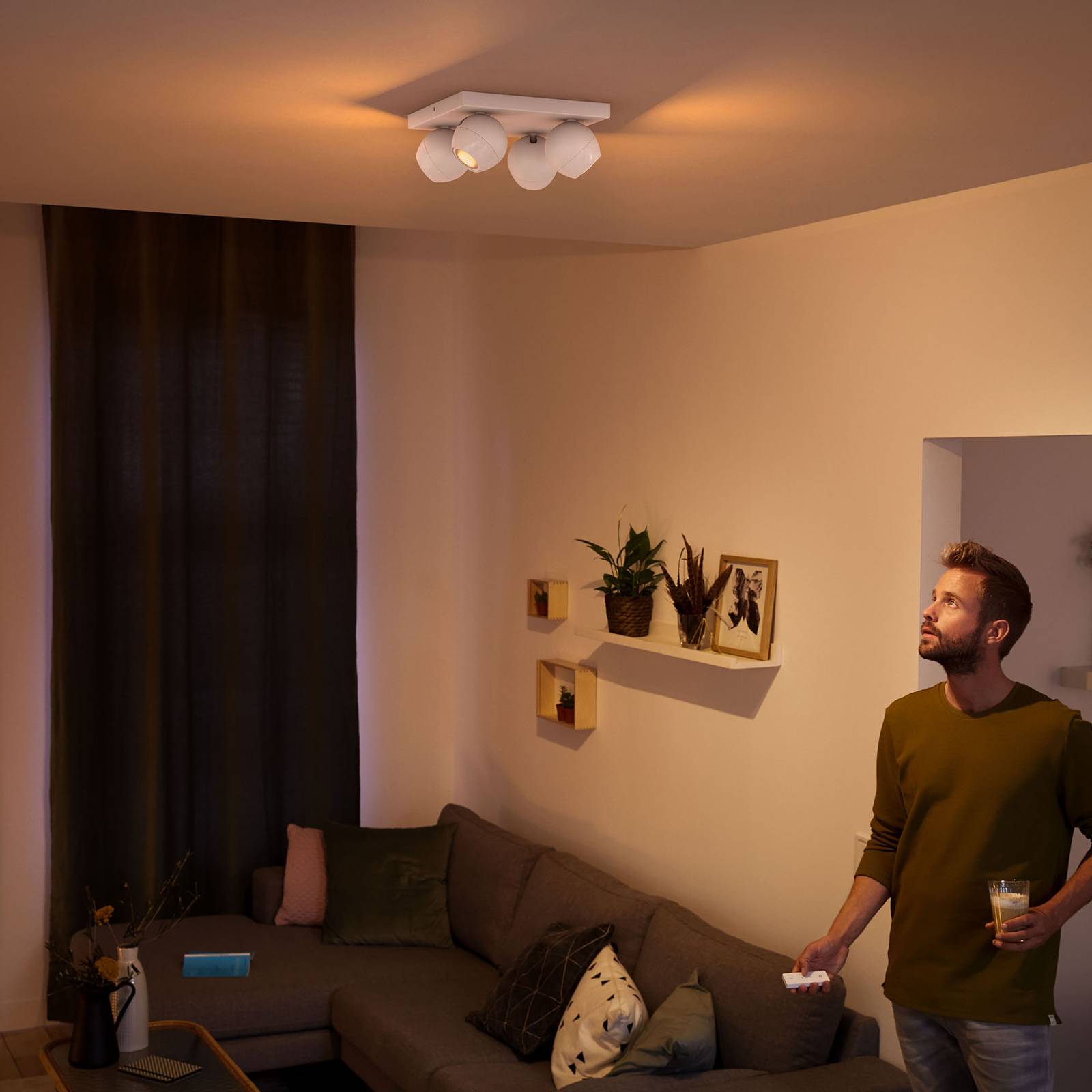 Philips Hue Buckram 4-flammig Dimmschalter weiß von Philips Hue