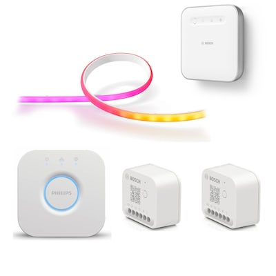 Philips Hue Gradient 2m + Bridge & Bosch Smart Home 2 x Rolladenaktor II + Controller Philips Hue Gradient 2m + Bridge & Bosch Smart Home 2 x Rolladenaktor II + Controller von Philips Hue