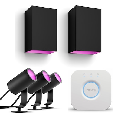 Philips Hue Starter Set Outdoor Lily Spot schwarz • 3er Pack + 2 x Resonate Wandleuchte + Bridge V2 Philips Hue Starter Set Outdoor Lily Spot schwarz • 3er Pack + 2 x Resonate Wandleuchte + Bridge V2 von Philips Hue