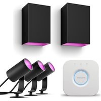 Philips Hue Starter Set Outdoor Lily Spot schwarz • 3er Pack + 2 x Resonate Wandleuchte + Bridge V2 Philips Hue Starter Set Outdoor Lily Spot schwarz • 3er Pack + 2 x Resonate Wandleuchte + Bridge V2 von Philips Hue