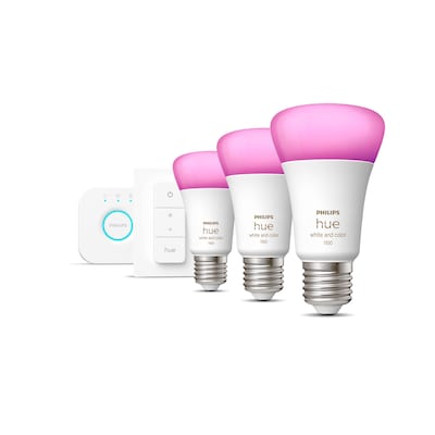 Philips Hue Starter Set White & Col. Amb. E27806lm 75W, 3er Pack + Dimmschalter von Philips Hue