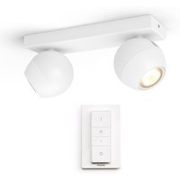 Philips Hue White Ambiance Buckram Spot 2flg. 2x350lm + Dimmschalter - weiß von Philips Hue