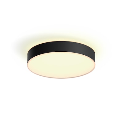 Philips Hue White Ambiance Enrave Deckenleuchte rund schwarz + Dimmschalter • M von Philips Hue