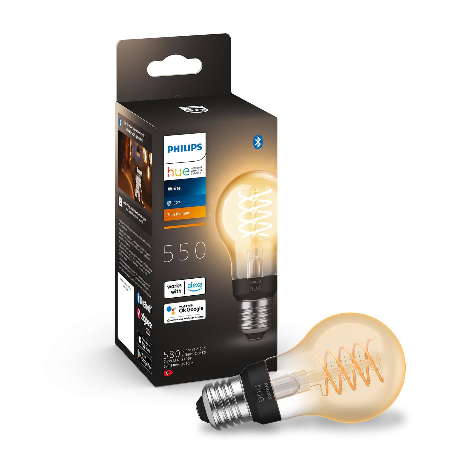 Philips Hue White E27 7W Filament A60 550lm von Philips Hue