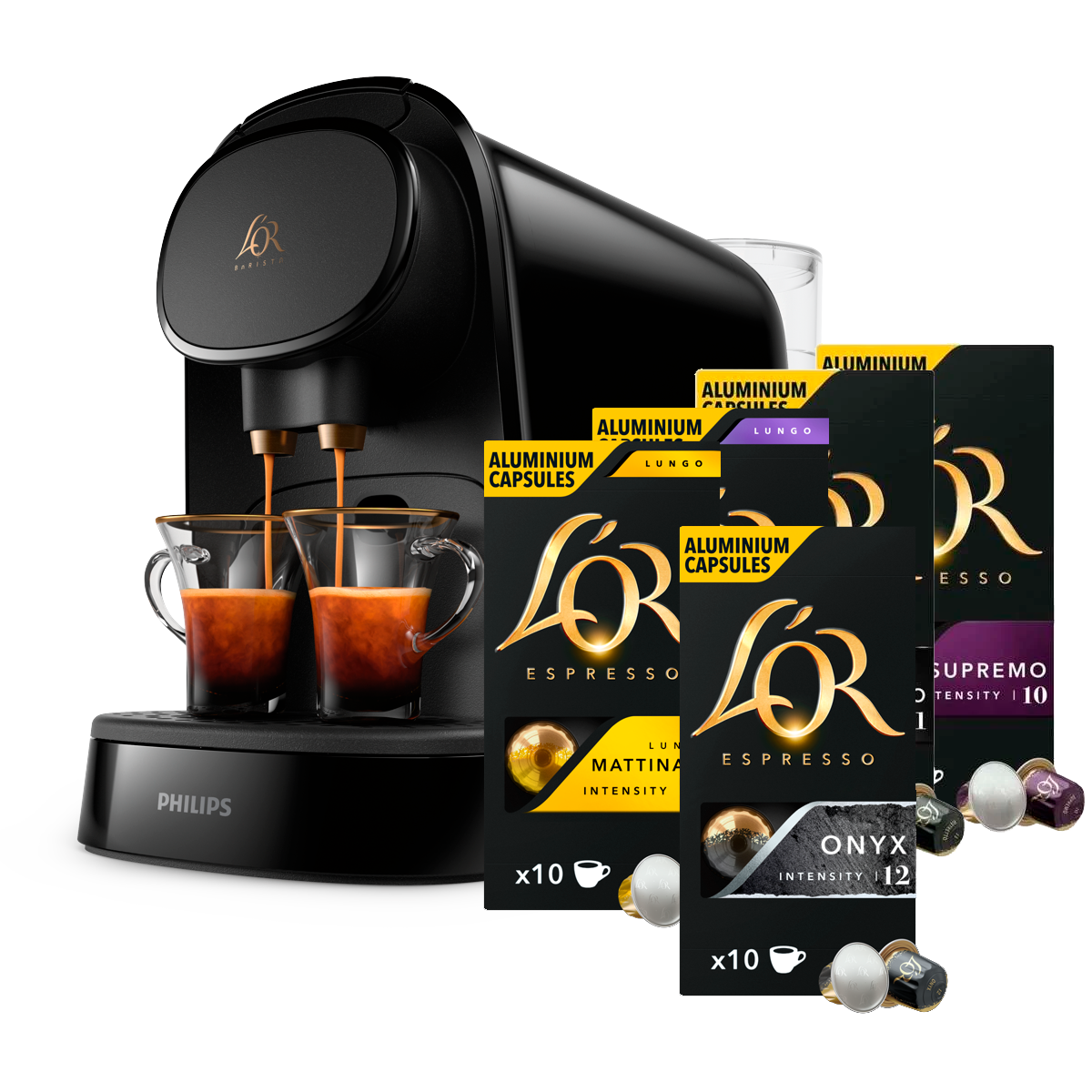 Philips L'Or - Barista Original Kapselmaschine Schwarz - Starter Kit Mix (LM8012/00) von Philips L'Or