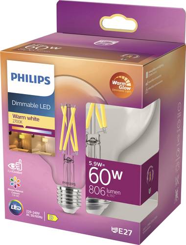 Philips Lighting 871951432395700 LED EEK D (A - G) E27 Globeform 6W = 60W Warmweiß (Ø x L) 95mm x von Philips Lighting