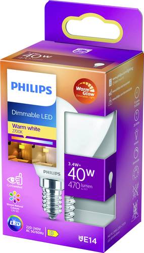 Philips Lighting 871951432447300 LED EEK D (A - G) E14 Tropfenform 3.4W = 40W Warmweiß (Ø x L) 45m von Philips Lighting