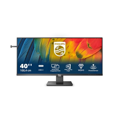 Philips 40B1U5600 - 40 Zoll WQHD Monitor, Adaptive Sync, Lautsprecher, höhenverstellbar, HDR400 (3440x1440, 100 Hz, HDMI, DisplayPort, USB-C, USB Hub) schwarz von Philips Monitors