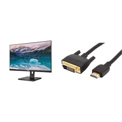 Philips 242S9JML - 24 Zoll Full HD Monitor & Amazon Basics HDMI A -zu-DVI-Adapterkabel, 1.8 m, Nicht für den Anschluss an SCART- oder VGA-Anschlüsse, Schwarz von Philips Monitors