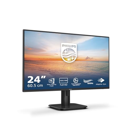 Philips 24E1N1100A - 24 Zoll Full HD Monitor, eingeb. Lautsprecher, 1 ms Reaktionszeit (1920x1080, 100 Hz, VGA, HDMI 1.4) schwarz von Philips Monitors