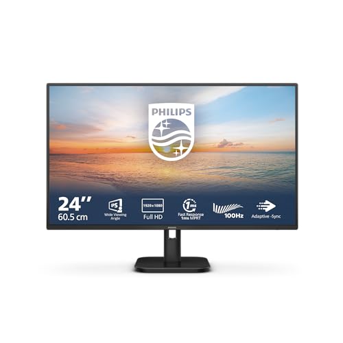 Philips 24E1N1100A - 24 Zoll Full HD Monitor, eingeb. Lautsprecher, 1 ms Reaktionszeit (1920x1080, 100 Hz, VGA, HDMI 1.4) schwarz von Philips Monitors