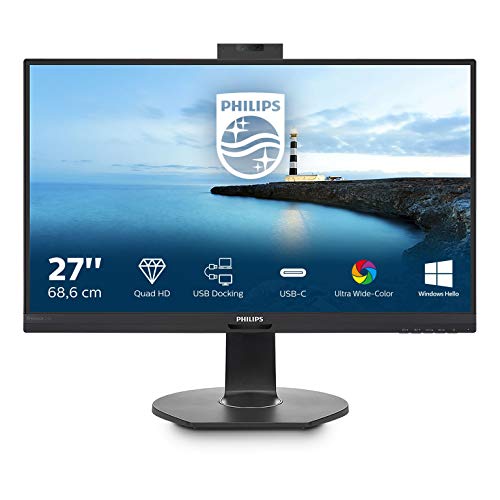 Philips 272B7QUBHEB - 27 Zoll QHD USB-C Docking Monitor, Webcam, höhenverstellbar (2560x1440, 60 Hz, HDMI, DisplayPort, USB-C, RJ45, USB Hub) schwarz von Philips Monitors