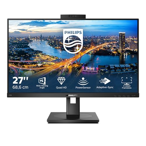 Philips 275B1H - 27 Zoll QHD Monitor, Webcam, höhenverstellbar (2560x1440, DVI, HDMI, DisplayPort, USB Hub) schwarz von Philips Monitors