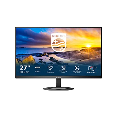 Philips 27E1N5600AE - 27 Zoll QHD USB-C Monitor, höhenverstellbar, Lautsprecher (2560x1440, 75 Hz, HDMI, DisplayPort, USB-C, USB Hub) schwarz von Philips Monitors