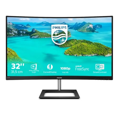 Philips 322E1C - 32 Zoll FHD Curved Gaming Monitor, 75 Hz, 4ms, FreeSync (1920x1080, VGA, HDMI, DisplayPort) schwarz von Philips Monitors