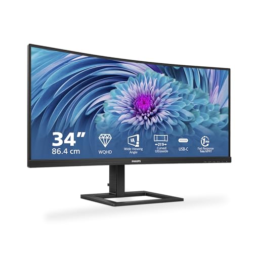 Philips 346E2CUAE - 34 Zoll WQHD Curved USB-C Docking Monitor (3440x1440, 75 Hz, HDMI, DisplayPort, USB-C) schwarz von Philips Monitors