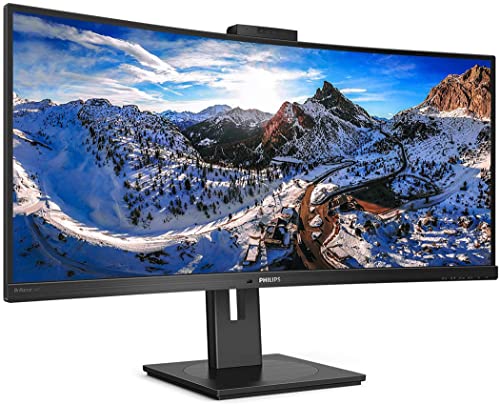 Philips 346P1CRH - 34 Zoll WQHD Curved USB-C Docking Monitor, Webcam, höhenverstellbar, HDR400 (3440x1440, 100Hz, HDMI, DisplayPort, USB-C, RJ45, USB Hub) schwarz von Philips Monitors