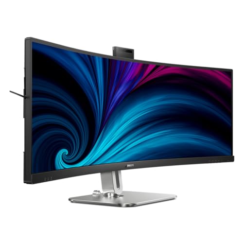 Philips 49B2U5900CH - 49 Zoll QHD Curved Monitor, 75Hz, VA, 4ms, HDR400, KVM, Webcam, Höhenverstellbar, USB-C Docking, Lautsprecher (5120 x 1440, HDMI 2.0 / DP 1.4 / USB-C 1) von Philips Monitors