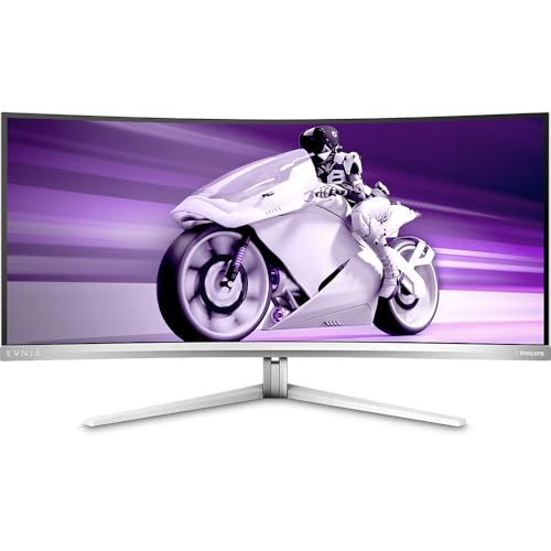 PHILIPS Evnia 34M2C8600-34 Zoll WQHD Curved Gaming Monitor, 175 Hz, Ambiglow, HDR400, FreeSync Premium Pro, G-Sync Comp. (3440x1440, 0,1 ms GtG, HDMI, DisplayPort, USB-C, USB Hub) grau/Weiss von Philips Monitors