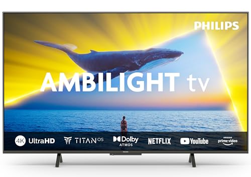Philips Ambilight 43PUS8109 4K LED Smart TV - 43-Zoll Display mit Pixel-präziser Ultra HD, Titan OS Plattform und Dolby Atmos, Funktioniert mit Alexa und Google Sprachassistent - Satiniertes Chrom von Philips TV
