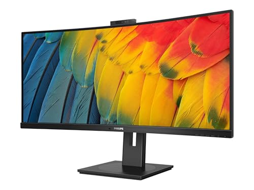 Philips 34B1U5600CH - 34 Zoll WQHD Curved Monitor, höhenverstellbar, 5 MP Webcam, Noise Cancellation (3440x1440, 100Hz, HDMI, DisplayPort, USB-C, RJ45, USB Hub) schwarz von Philips monitors