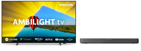 65PUS8079/12 164 cm (65") LCD-TV mit LED-Technik mattschwarz inkl. TAB5109/10 2.0 Soundbar dunkelgra von Philips