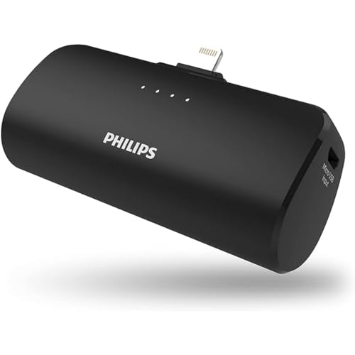 PHILIPS DLP2510C/03 - Mini Power Bank für iPhone Lightning Connector - Tragbares Externes Ladegerät - 2500 mAh - Schwarz von Philips