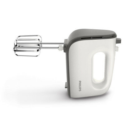 PHILIPS Handmixer Viva Collection HR3740/00 (450 Watt, 5 Geschwindigkeitsstufen, Turbo-Funktion, Konisch geformter Quirl, Schneebesen, Knethaken, Kabelclip, gatte Unterseite, schnelle Reinigung) von Philips