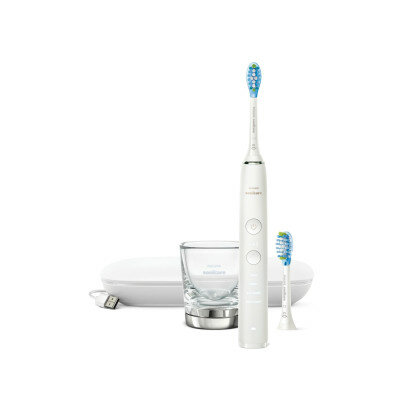 PHILIPS Sonicare DiamondClean Premium weiß HX 9913/17 Schallzahnbürste (Plaque-Entfernung, Lade-Glas, Andruck-Kontrolle, Verfärbungen, Reise-Etui, Putz-Programme) von Philips